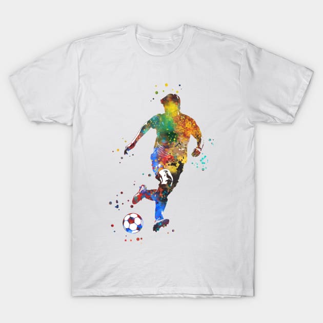 Male Soccer Player T-Shirt by RosaliArt